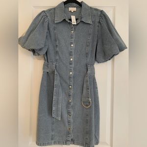 Denim button down dress, new with tags